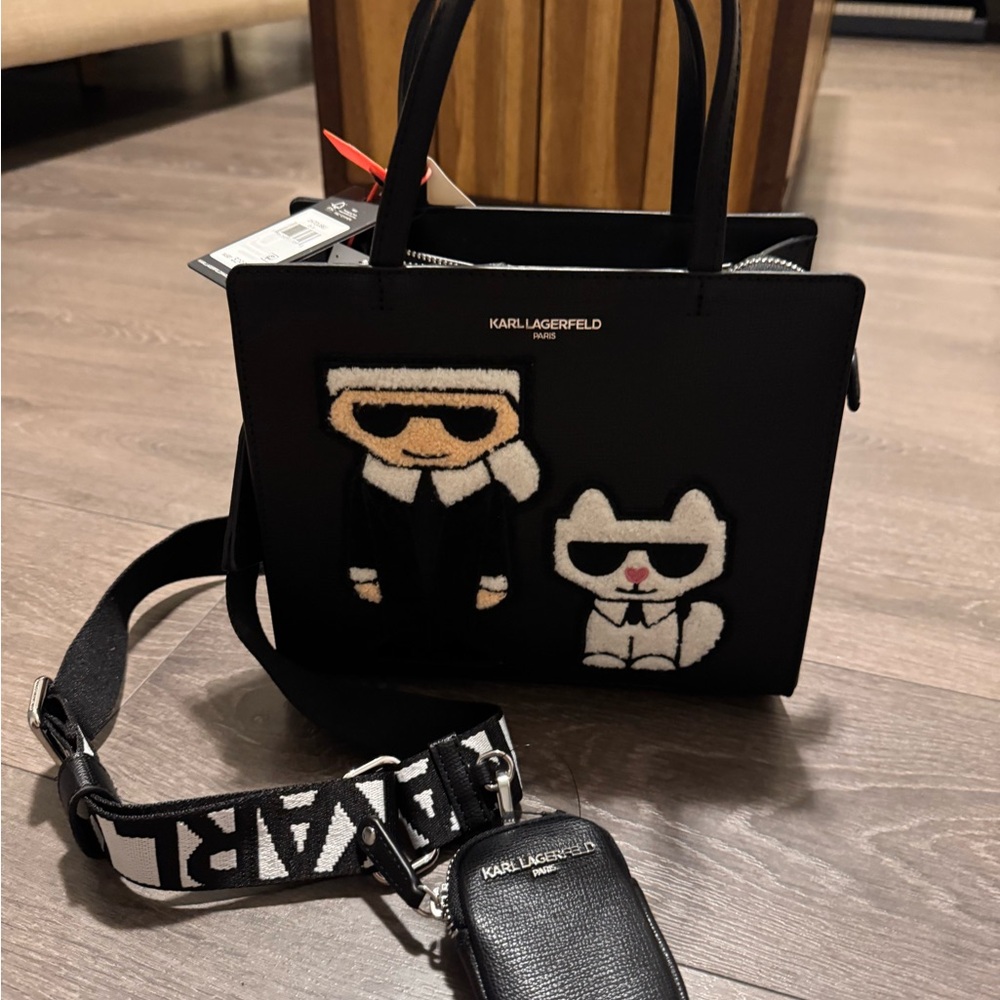 Karl Lagerfeld Black Tote with Playful Characters